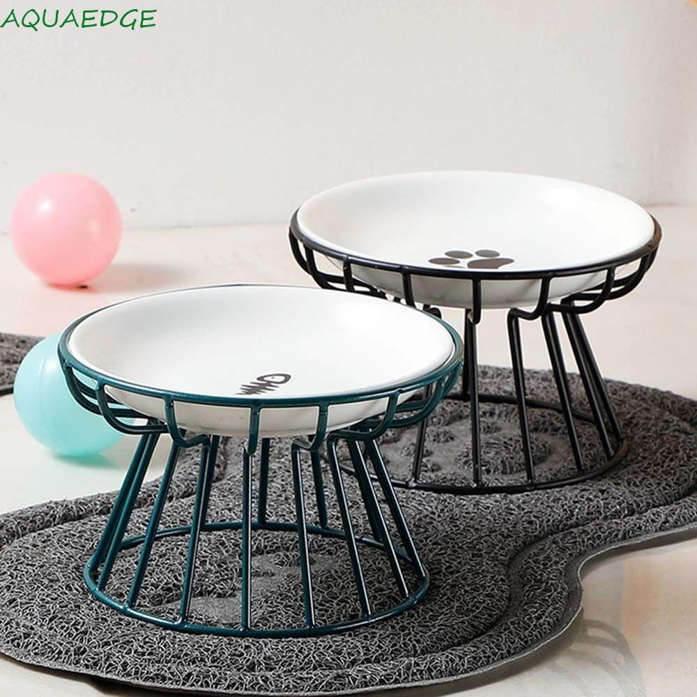 Aquaedge ชามอาหารแมวโครงเหล็กสูงขนมขบเคี้ยวจานกระป๋อง Cat Feeder เครื่องดื่มสําหรับสุนัขแมวลูกสุนัขลูกแมวชามป้อนสัตว์เลี้ยง