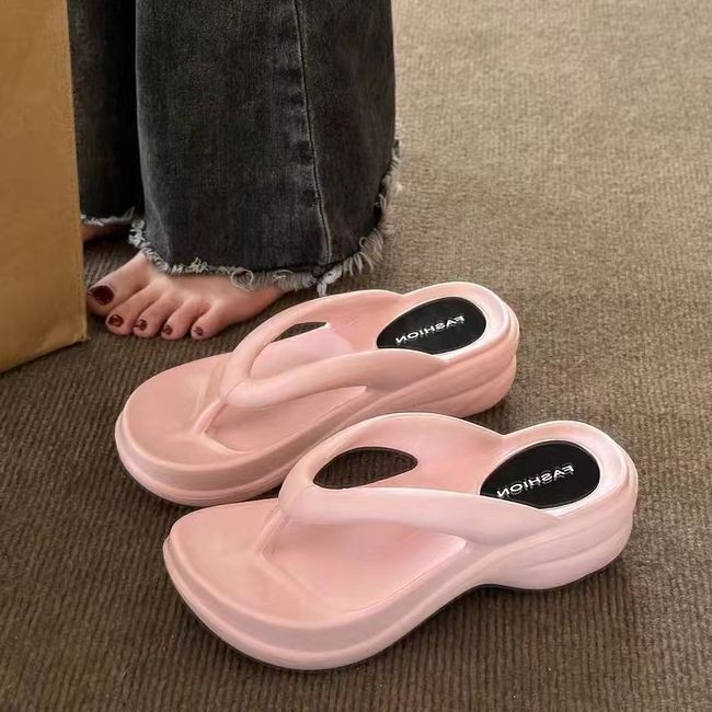 「DR」 รองเท้าแตะผู้หญิงแฟชั่นรองเท้าแตะเพิ่มความสูง Casual All-Match EVA Anti-Slip Soft Sole Star สไตล์เดียวกันชายหาดริมทะเลขนาด: 36-41