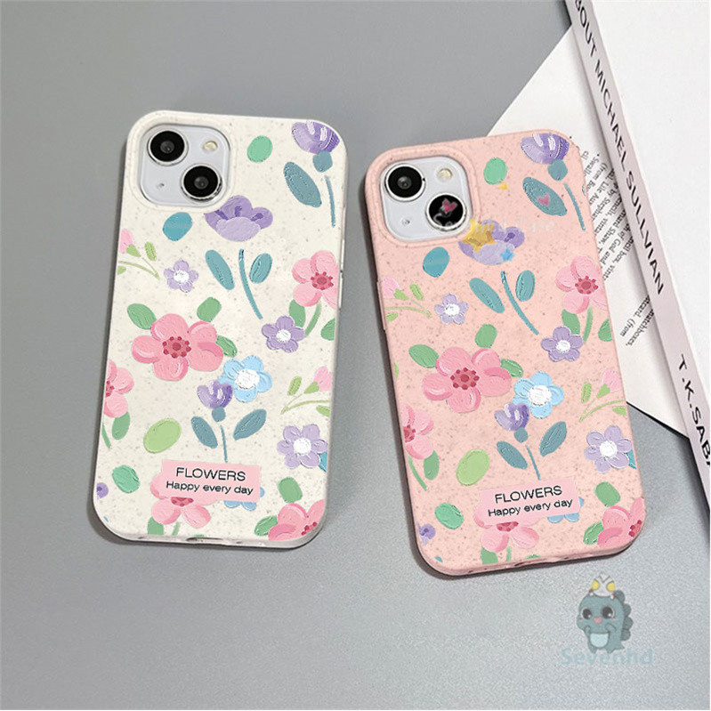 ใช้งานร่วมกับสําหรับiphone 15 14 13 12 11 Pro Max X XR Xs Max 8 7 6 6s Plus SE 2020 Frosting Degradationเคสโทรศัพท์คู่น่ารักฤดูร้อนดอกไม้กันกระแทกSoft TPUปกหลัง