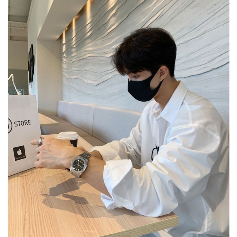 PannoFluxus เสื้อเชิ้ตคอเหลี่ยมแขนยาวมาตรฐานชายบางตรงทั้งหมดเข้าได้กับเสื้อเชิ้ตยอดนิยมของเยาวชนรุ่นใหม่ - รูปที่ 4