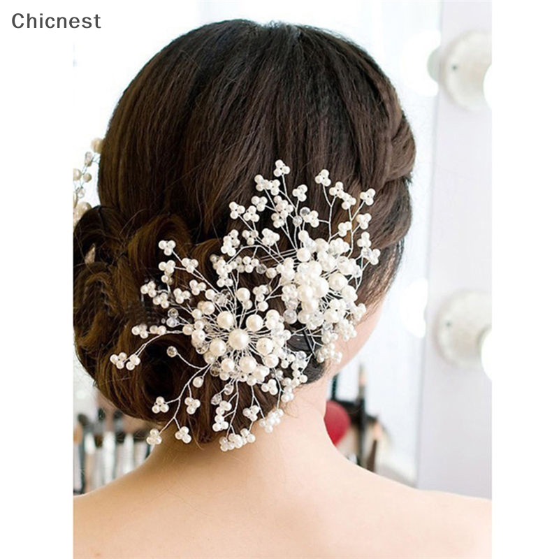 [Chicnest] ดอกไม้งานแต่งงานผม Pins เพื่อนเจ้าสาวคริสตัล Diamante ไข่มุกเจ้าสาวคลิป Grips Boutique