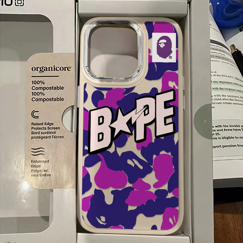 ใหม่camouflageสีม่วงbapeรูปแบบเคสโทรศัพท์เข้ากันได้สําหรับiphone 15 14 13 12 11 Pro X XR XS MAX Se2020 7/8 Plusซิลิโคนอ่อนนุ่มรวมทุกอย่างShock-Resistantกรณีขั้นสูง