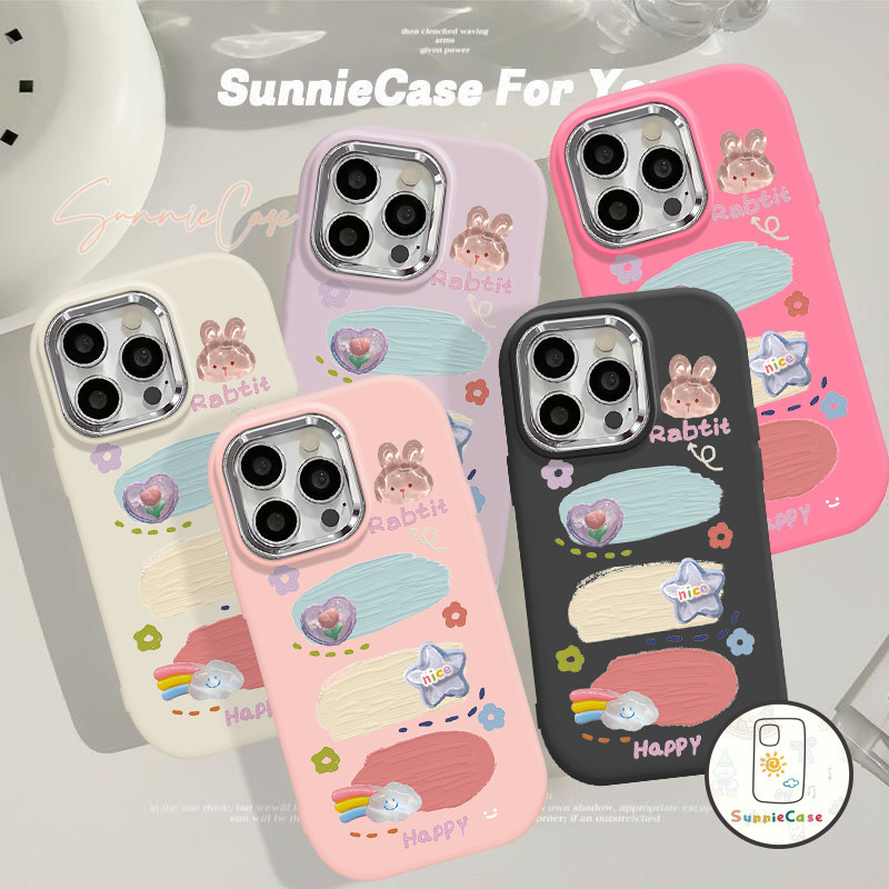 การ์ตูนลายกระต่ายนำโชครูปดาว เคสIPhone 7Plus 13 11 12 14 15 Pro Max XR เคสไอโฟน 8 7 Plus X XS Max SE แฟชั่น เคส