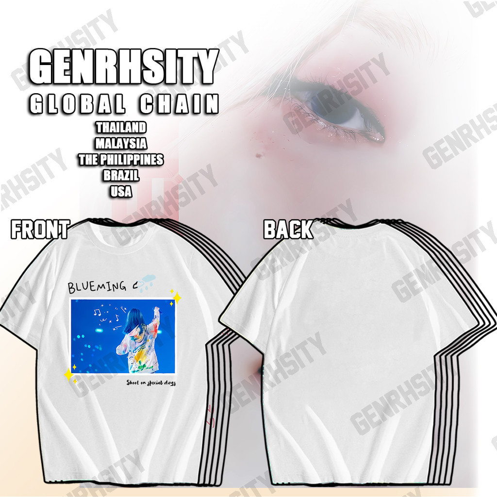 COD 💖 Iu Uaena casual Blueming graphic shirt พิมพ์ลายกราฟิก สไตล์เกาหลี สีขาว 13 สี สําหรับผู้ชายและ