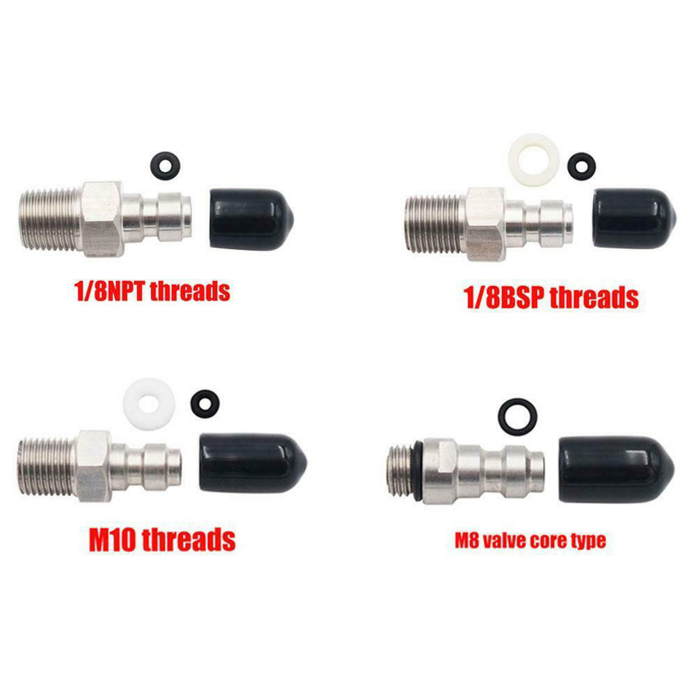 WHOOPS~Filled Nipple Kit M10 M8 Male One Way PCP Quick Stainless Steel 1/8 BSPP#whoopstore