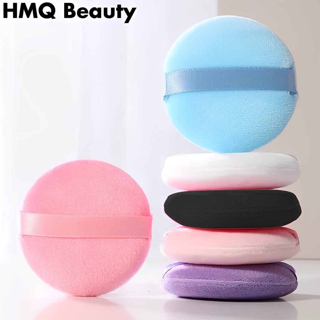 พัฟแต่งหน้าทรงกลมพร้อมริบบิ้นแป้งฝุ่น Applicators