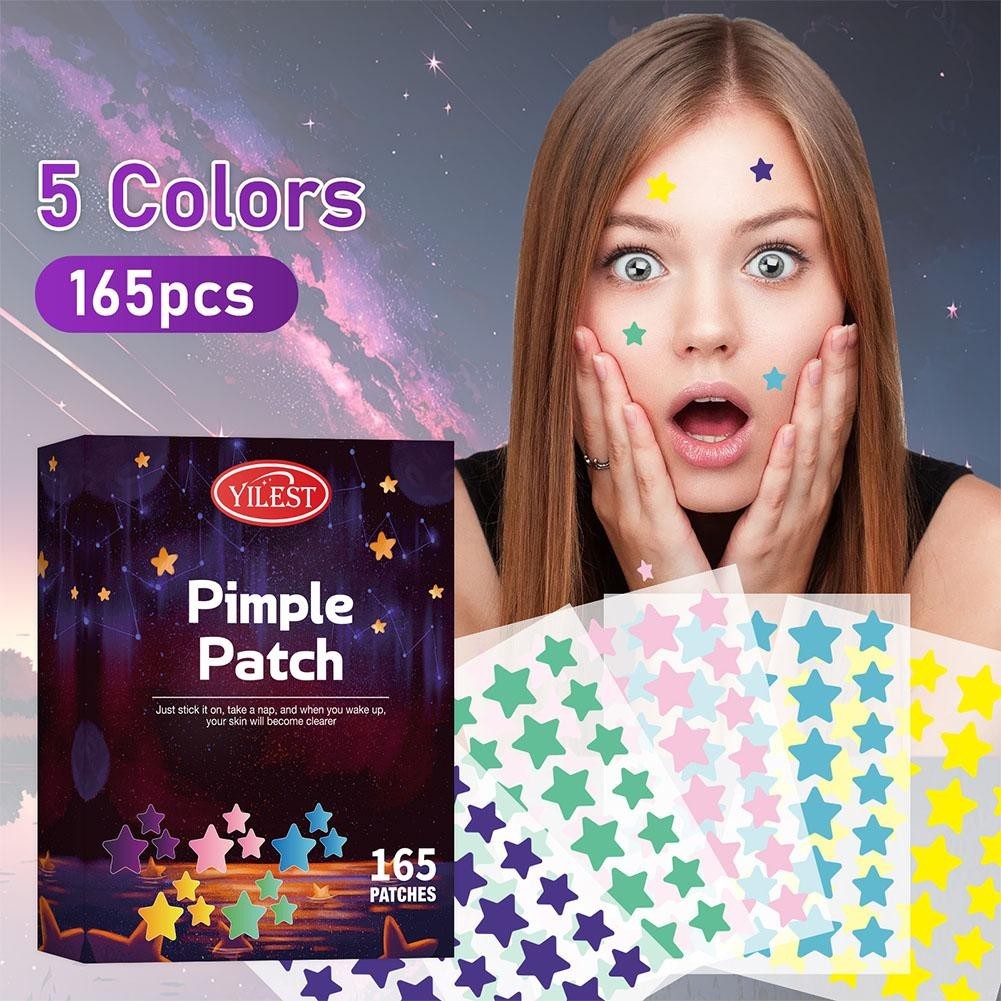 165 ชิ้น (33 ชิ้น * 5 แผ่น) แผ่นแปะสิวดาวสีสันสดใส PE Skin Care Patch