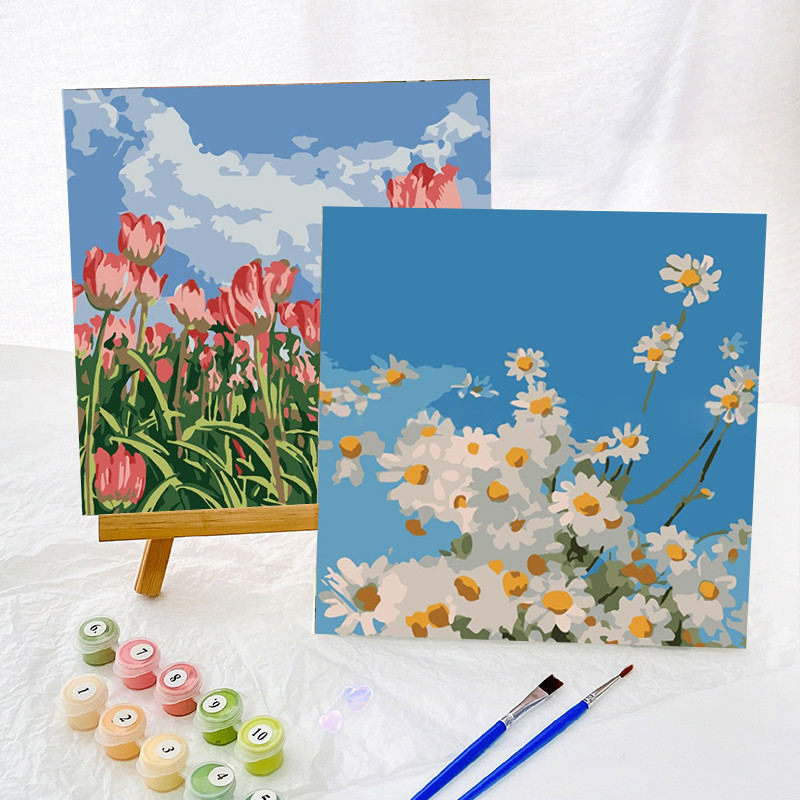 ระบายสีตามตัวเลข 20*20 ซม ภาพวาดตกแต่งอะคริลิก ภาพระบายสีตามตัวเลข ภาพวาดระบายสีตามตัวเลข DIY