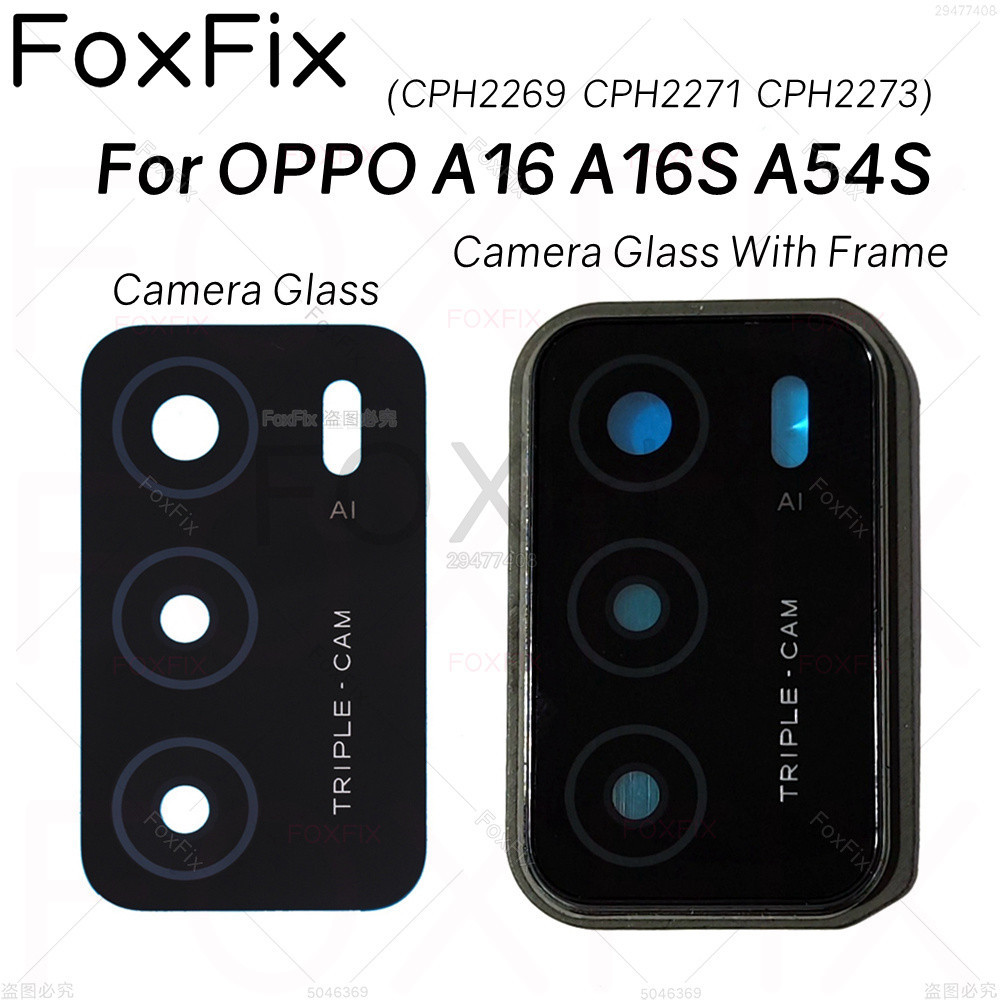 เลนส์กล้องด้านหลังสําหรับ OPPO A16 A16S A54S ฝาครอบกระจกกล้องด้านหลังพร้อมกรอบ Bezel เปลี่ยน CPH2269 CPH2271 CPH2273