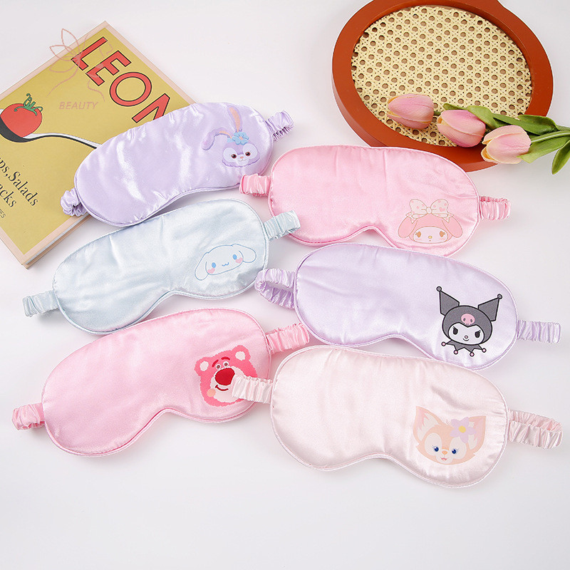 [maybeauty] Sanrio เลียนแบบ Silk Eye Mask สําหรับ Sleeping Breathable Eyeshade Cover สําหรับ Travel Nap Soft Comfort Blindfold Night Eyepatch {TH}