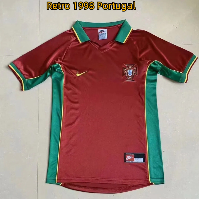 Retro 1998 Portugal Home Jersey เสื้อฟุตบอลผู้ชาย