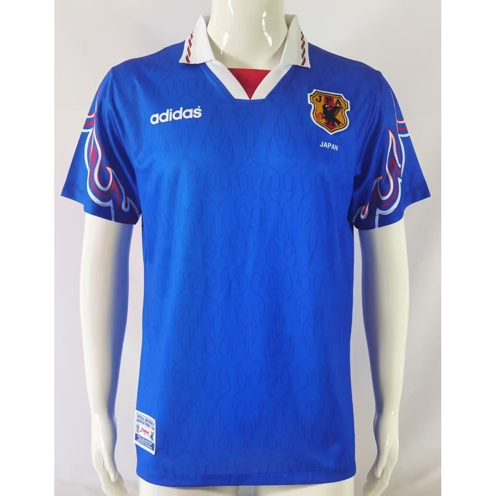 96 Japan Home Blue Retro Jersey S-XXL Mens Short Sleeve Jersey Quick Dry Sports Soccer Top AAA