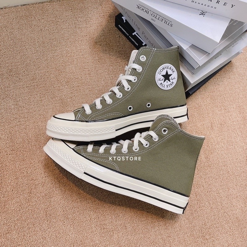 * Ktq * Converse 1970 70s AllStar Cream Head High-Top Canvas Samsung Logo Men Women Shoes Dark Green