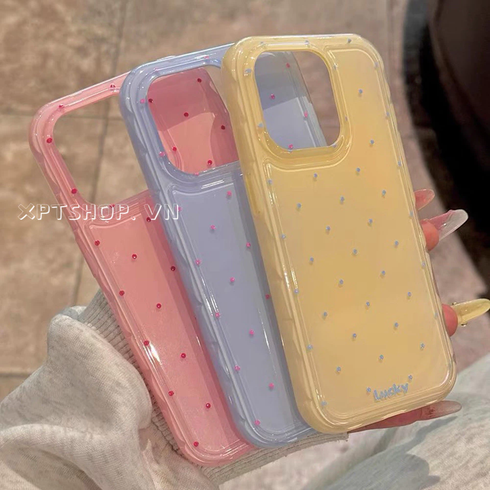 Dots Candy เคสโทรศัพท์สําหรับ iPhone 17ProMax 16Pro 15 14 13 12 Pro Max ครอบคลุมเต็มรูปแบบกันกระแทก Double Layer ป้องกันอะคริลิค