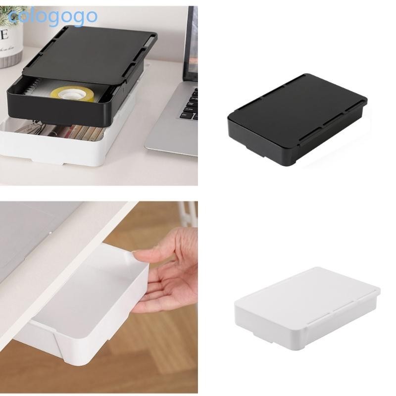 Colo 2 ชิ้นติดลิ้นชักใต้โต๊ะลิ้นชักกล่องเก็บของ Undermount ปากกากรณี Organizer ชั้นเก็บของพลาสติกสําหรับ Stude