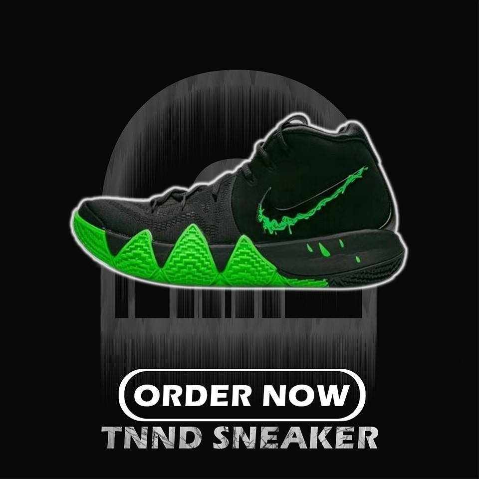 2024 Kyrie 4 Halloween Black Green Real Basketball Shoes IMAG