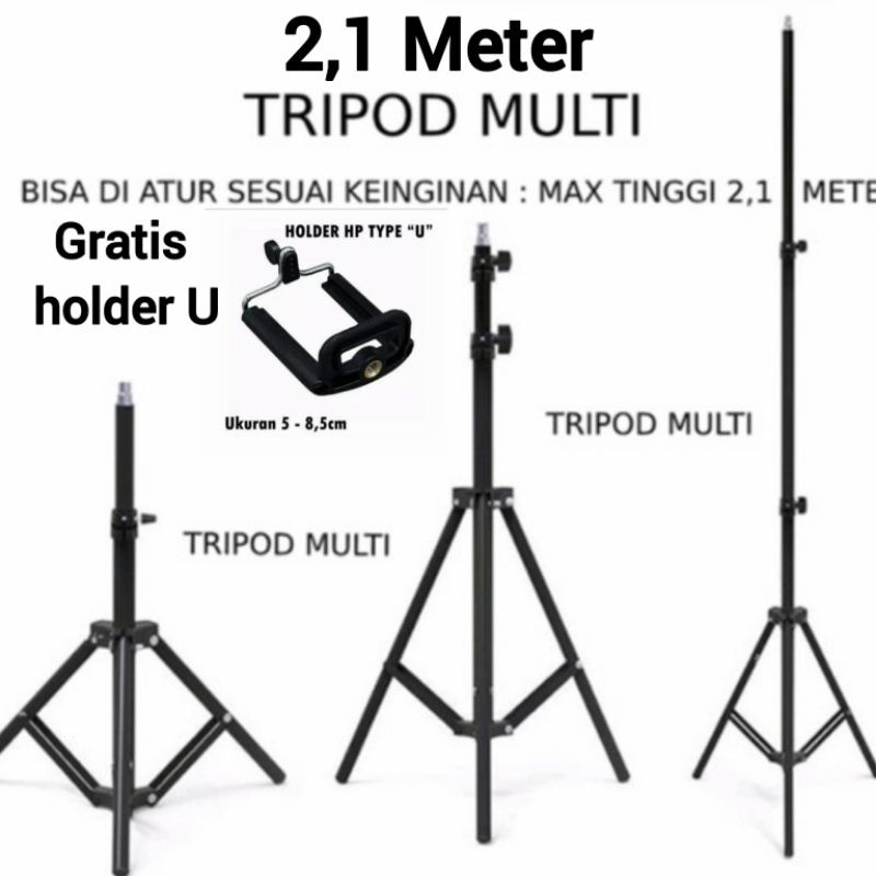 [SDW] pekanbaru/IRON TRIPOD 2.1M 210CM 2.1 METER MULTI FUNCTION SELFIE LIVE CONTACTOR PHOTOSHOP PHOT