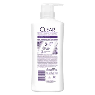 Clear เคลียร์ แชมพู แอนตี้แดนดรัฟ ไอซ์ คูล เมนทอล 370 มล. แชมพูขจัดรังแค เย็นสดชื่น