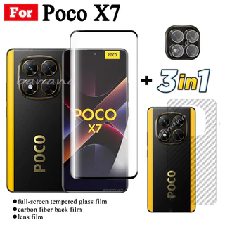 3 in 1 Poco X7 กระจกนิรภัยสําหรับ PocoX7 X7 Pro Poco C75 C65 C61 ป้องกันหน้าจอกล้องเลนส์แก้วคลุมทั้งหมดฟิล์มกระจกนิรภัย