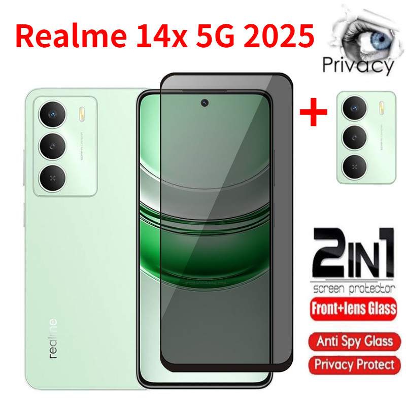ฟิล์มกันรอยหน้าจอความเป็นส่วนตัวRealme 14x 14T Realme 14+ Realme14x 14Realme 14+ 14x 4G P3 5G 2025 Anti Peepคลุมทั้งหมดกระจกนิรภัยกล้องเลนส์ฟิล์มClassกล้อง