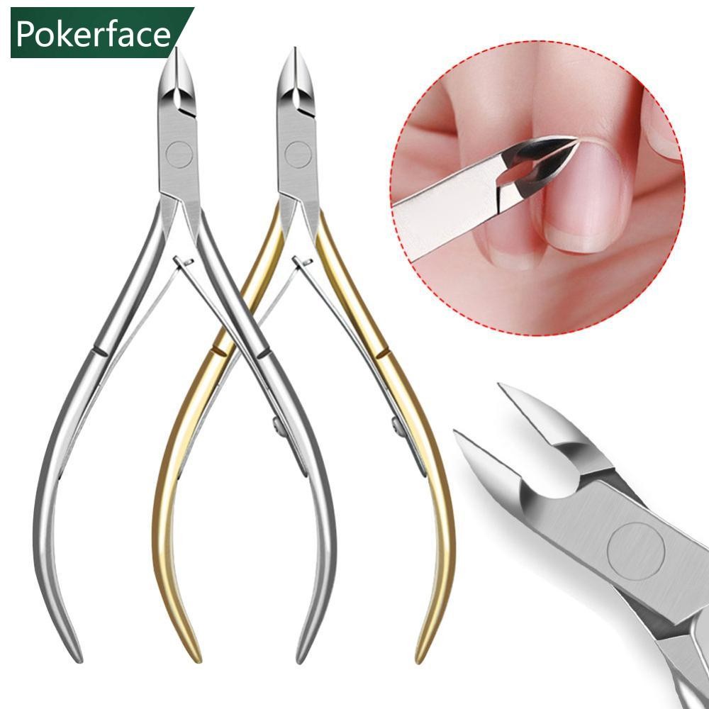 Pokerface 1 PC สแตนเลสสตีลเล็บหนังกําพร้ากรรไกร Dead Skin Remover Cuticle Nipper Dead Trimming เล็บ 