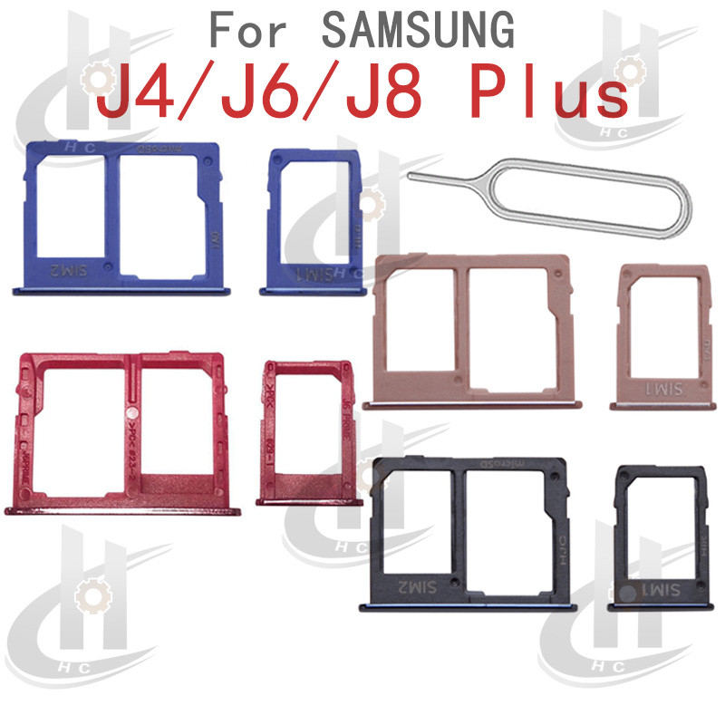 สําหรับ Samsung Galaxy J4 Plus J6 Plus J8 Plus ซิมการ์ดถาดช่องใส่การ์ด Reader SD Slot Adapter อะไหล่
