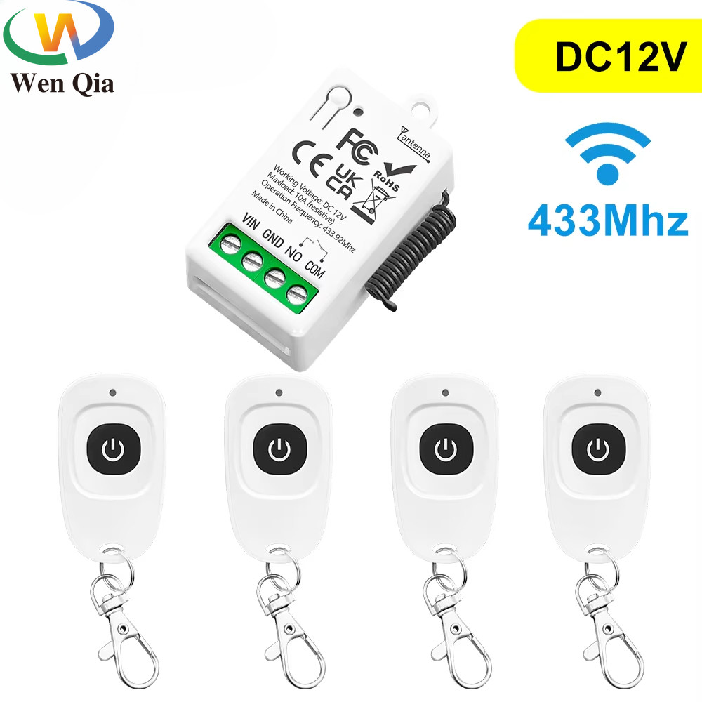 Rf433mhz Universal รีโมทคอนโทรลไร้สายสวิทช์ DC12V 1CH รีเลย์ตัวรับสัญญาณโมดูลและเครื่องส่งสัญญาณอิเล็กทรอนิกส์ล็อคควบคุม Diy