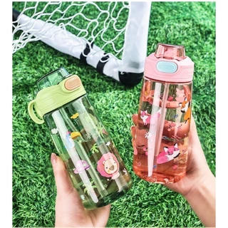 กระติกน้ำ ขนาด550ml ลายการ์ตูน สําหรับเด็กอนุบาล ถ้วยน้ำแบบพกพาน่ารัก พร้อมที่จับ แฟชั่น พร้อมหลอด
