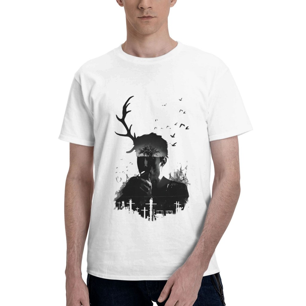 เสื้อยืดแขนสั้นผู้ชาย ออกแบบสไตล์ฮิปฮอปจากซีรีย์เรื่อง True Detective ของ Rust Lake