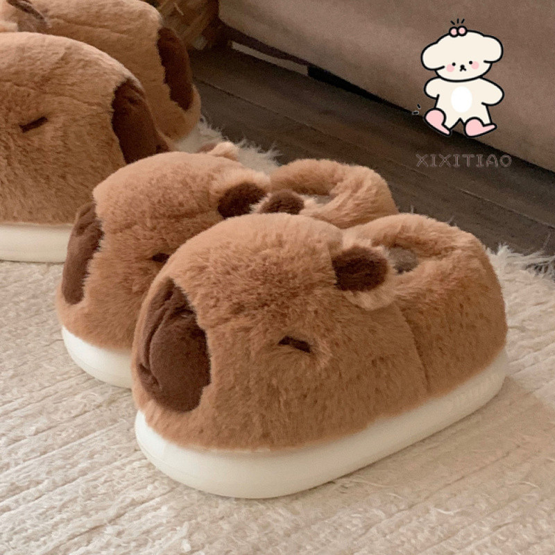 Xitiao ฤดูใบไม้ร่วงฤดูหนาวน่ารักการ์ตูน Kapibara Capybara รองเท้าผ้าฝ้ายคู่รองเท้า - รูปที่ 6