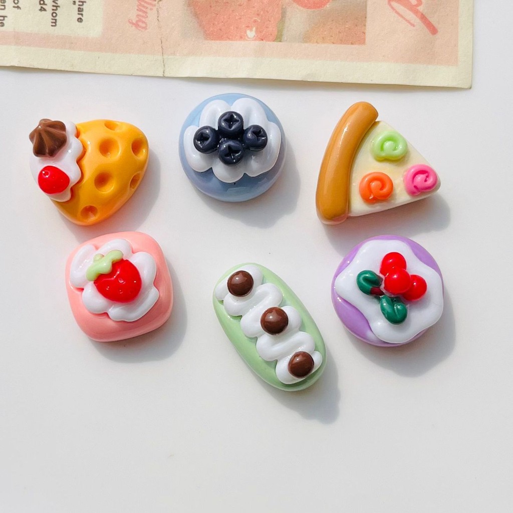 [100ในสต็อก] เค้กครีมผลไม้อุปกรณ์เรซิน DIY ครีมเจลเคสโทรศัพท์กิ๊บติดผมเชือกรัดผมวัสดุแฮนด์เมด