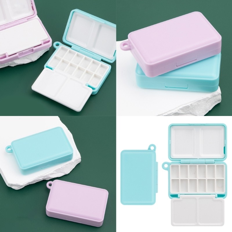 DK Travel ถาดสีน้ําสีพลาสติกภาพวาดกล่อง Palette Pan Mini Paint Palette กล่องเก็บสีขนาดเล็กสําหรับ Ar