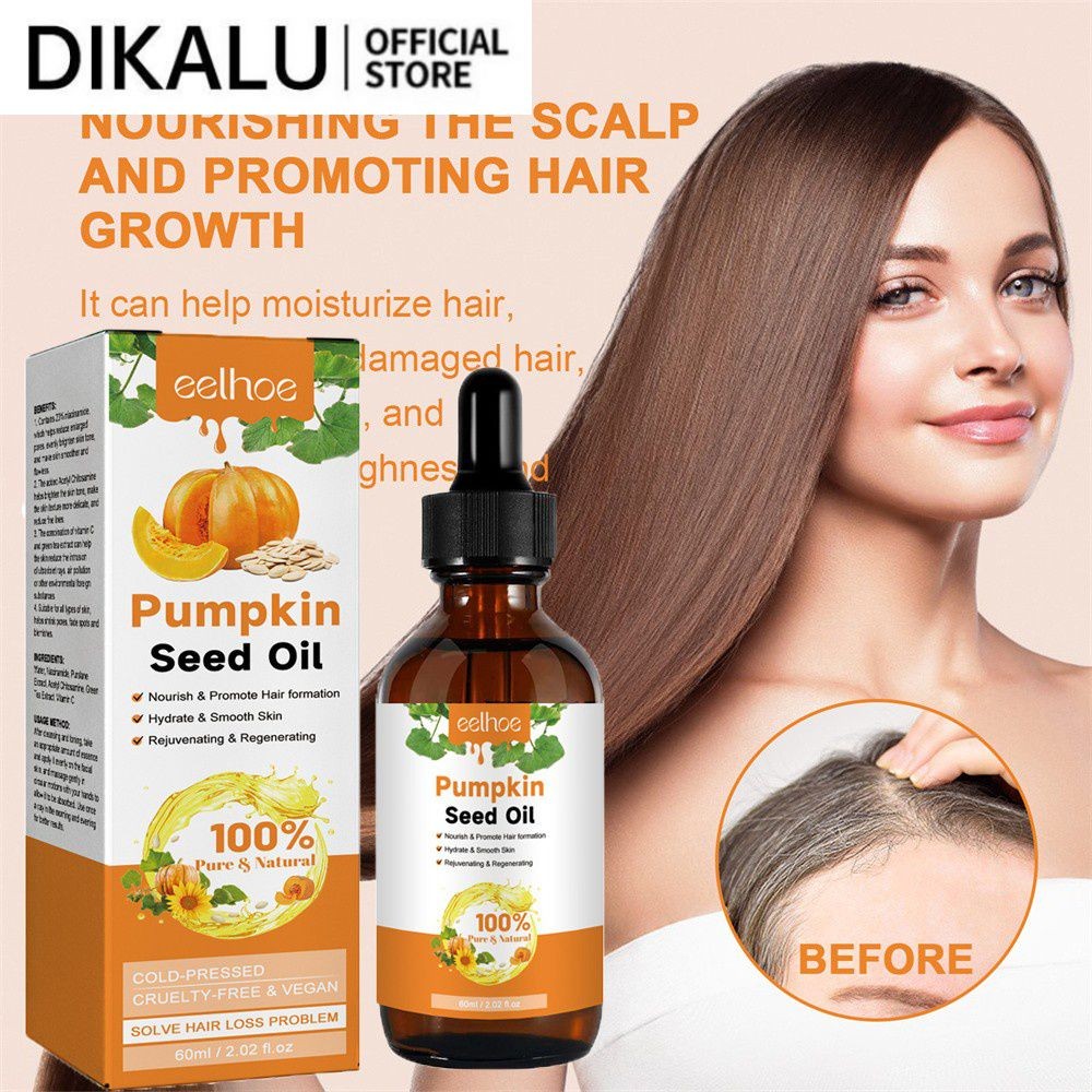 น้ำมันเมล็ดฟักทอง Eelhoe ให้ความชุ่มชื้น ซ่อมแซม รากผม บำรุงผมหนา บริษัท ผมเรียบเนียน เสริมสร้างความ