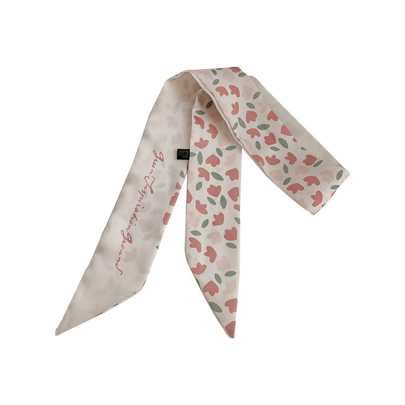 ผ้าพันคอและที่คาดผมยาวแบบใสสไตล์เกาหลีสำหรับคนดังในอินเทอร์เน็ต INS โบว์ผ้าไหมลายดอกไม้ที่น่ารัก - รูปที่ 3