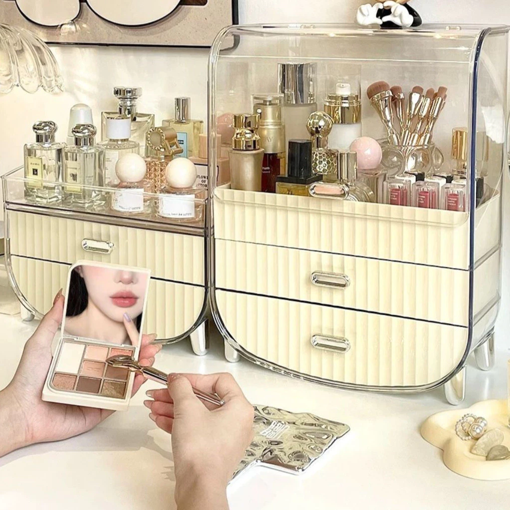ชั้นวางเครื่องสำอาง กล่องเก็บสกินแคร์ cosmetic box มีให้เลือก 2 ขนาด หลายชั้น, กันฝุ่น, กันน้ำ
