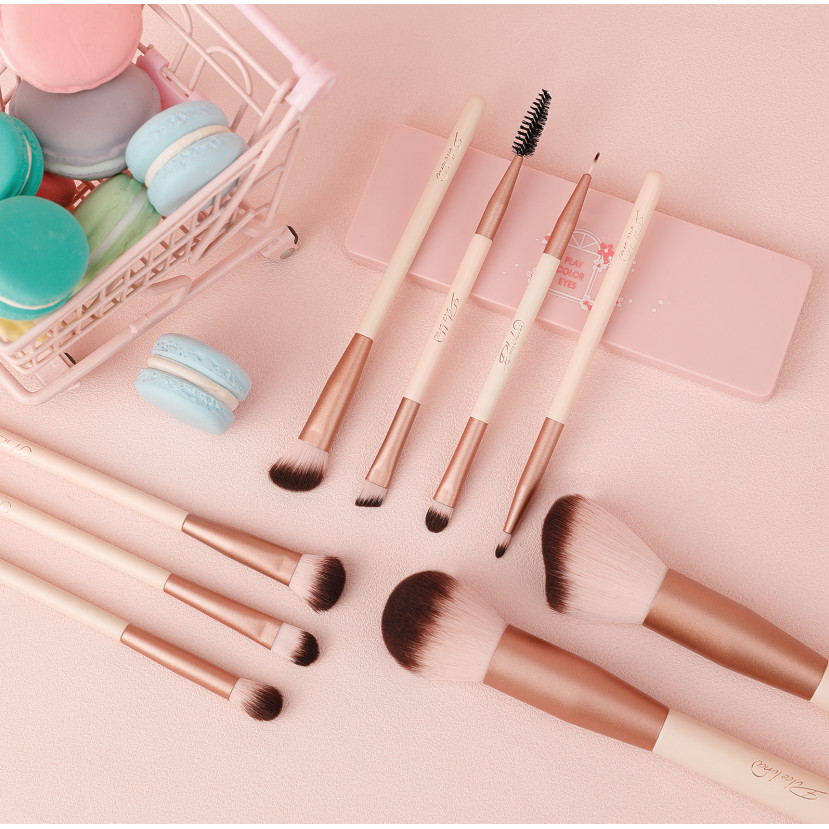 Daikou 10 ชิ้นชุดแปรงแต่งหน้าพร้อมขนแปรงอ่อนนุ่มและผิว-ที่เป็นมิตร, ด้ามจับ Chic Rose Gold & Cream