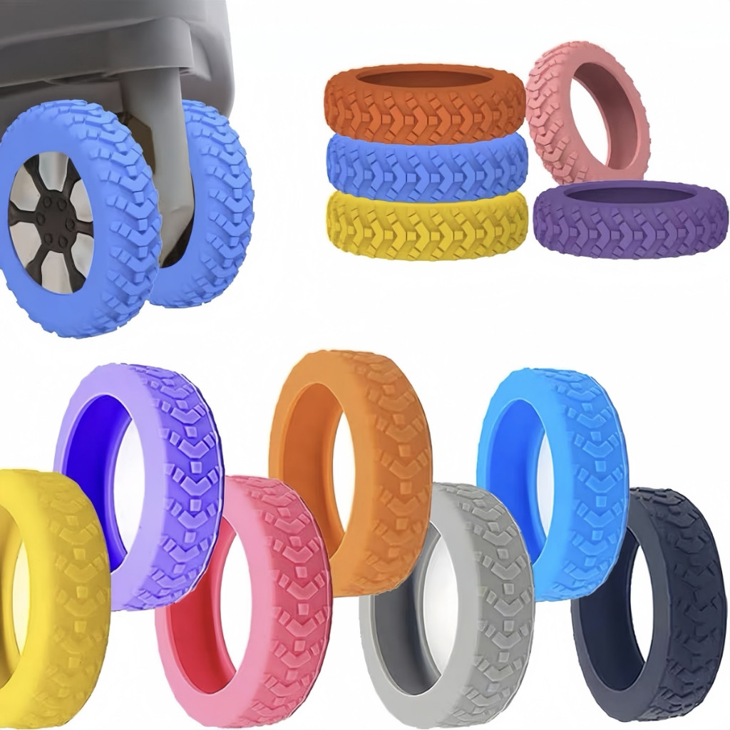 (8pcs)ปลอกหุ้มล้อซิลิโคน สำหรับกระเป๋าเดินทาง ลดเสียงรบกวน ปลอกหุ้มล้อกระเป๋าเดินทางแบบหนา อุปกรณ์เสริมกระเป๋าเดินทาง