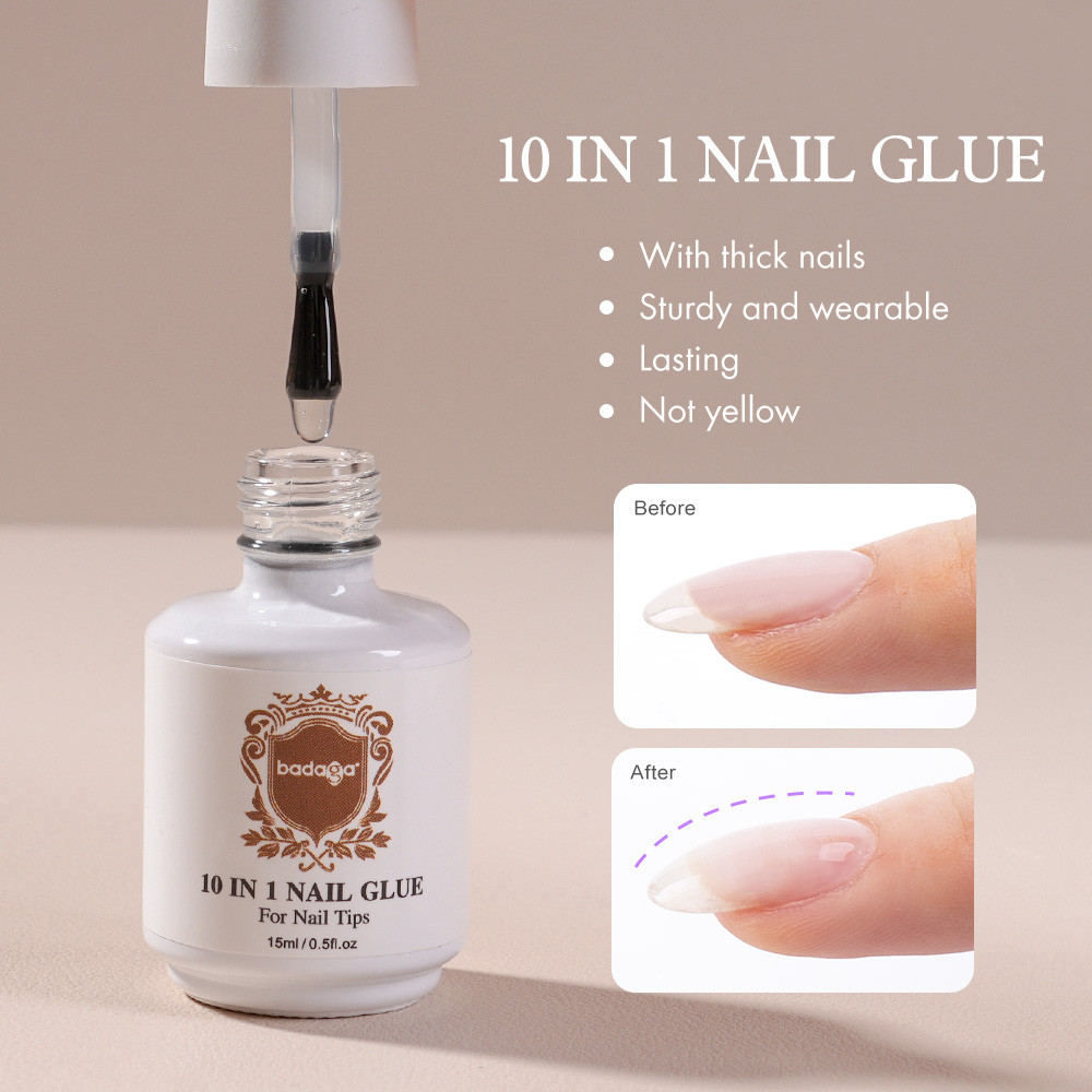 Badaga 10in1 กาวเจลต่อเล็บปลอม ติดอะไหล่ เสริมหน้าเล็บ ครบจบในขวดเดียว -Janelle