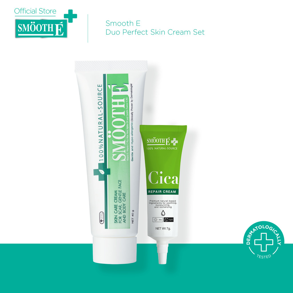 Smooth E Duo Perfect Skin Cream Set Cream ครีมลดเลือนริ้วรอย ผื่นแดง รอยหัตถการ รอยแผลเป็น จุดดำจากส