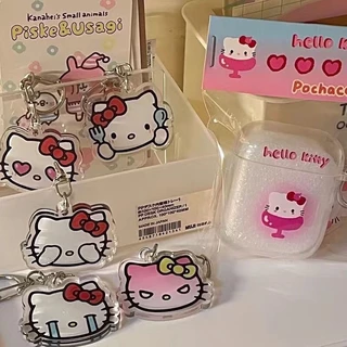 Sanrio Hello Kitty พวงกุญแจอะคริลิคใสสองด้านน่ารักสาวกระเป๋าจี้เครื่องประดับ Ins อุปกรณ์เสริมพวงกุญแจขาตั้งแท็ก