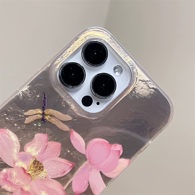เคสโทรศัพท์สําหรับ iPhone 11 12 13 14 15 16 Pro Max 16E XS XR X 7 8 Plus สไตล์จีน Lotus Dragonfly Glacier ฝาครอบ ราคา ถูกที่สุด ดีลบีเคเค แกลเลอรีภาพที่ 4