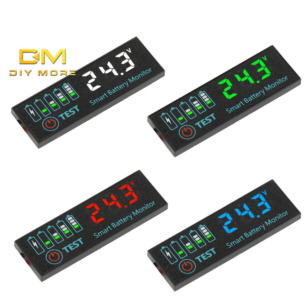 Diymore DC 7-55V ไฟ LED ตัวบ่งชี้การชาร์จแรงดันไฟฟ้าแบตเตอรี่กรดแบตเตอรี่ลิเธียม Universal แบตเตอรี่ตัวบ่งชี้การชาร์จแผง