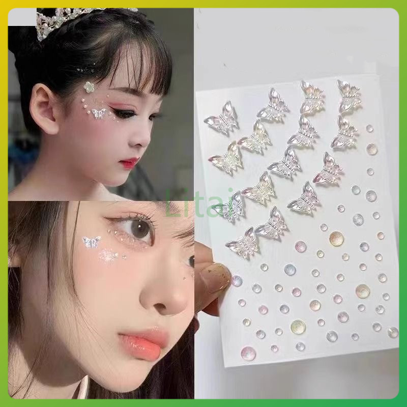 litai สติ๊กเกอร์เพชร วิ้งๆ ไข่มุก เพชรเทียม/เมคอัพหน้ามุก/สติ๊กเกอร์หน้า/เมคอัพตา