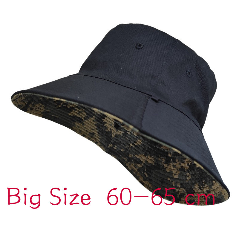 หมวกกันแดด XXL Summer Outdoor Bucket Hat ขนาดใหญ่ 63-65 cm Drawstring cotton Sunbating Camping Hat