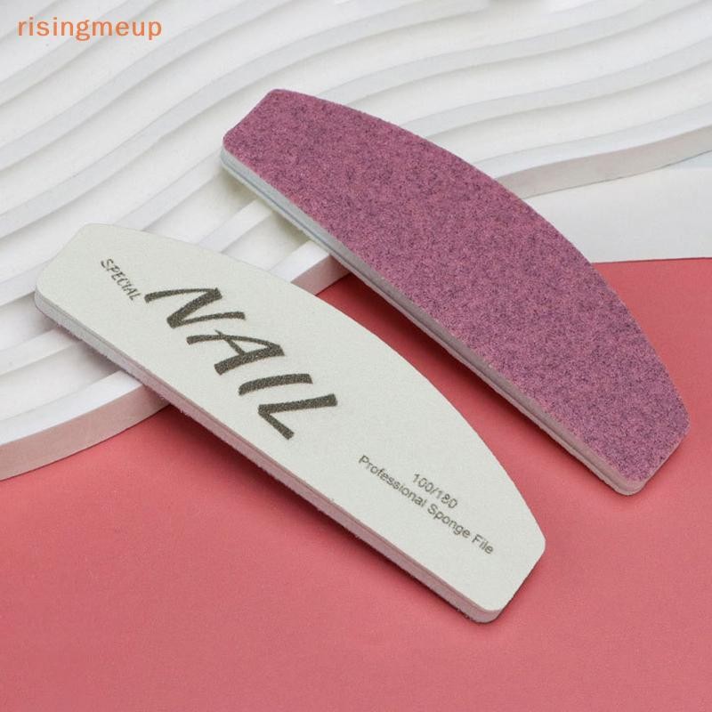 [risingmeup] 1 ชิ้น Mini Nail File บัฟเฟอร์สองด้านกรวด 100/180 Emery Board เครื่องมือแต่งเล็บสําหรับเล็บกรูมมิ่ง/Styling เล็บอะคริลิคใหม่