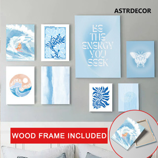 (พร้อมกรอบ) Abstract Blue โปสเตอร์ผีเสื้อ Matisse Wall Art W…