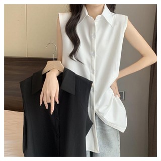 Mimi&Didi#เสื้อเชิ้ตแขนกุดผู้หญิง POLO คอปก ฤดูร้อน ไซส์ใหญ่…