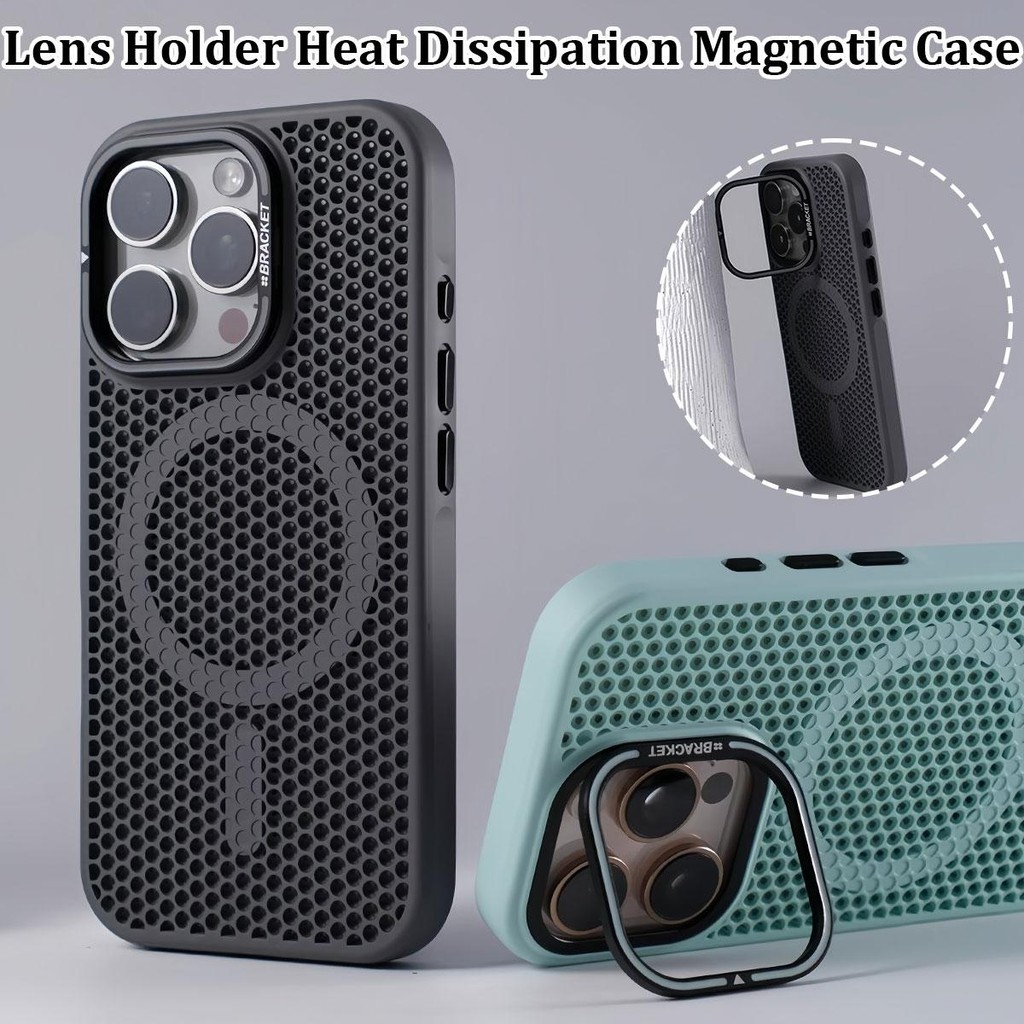 เลนส์bracket Coolingแม่เหล็กสําหรับiPhone 12 13 14 15 16 Pro Maxกรณี15/16 PLUSล้อมรอบอย่างเต็มที่กันกระแทกปกหลังPC Hardปลอก