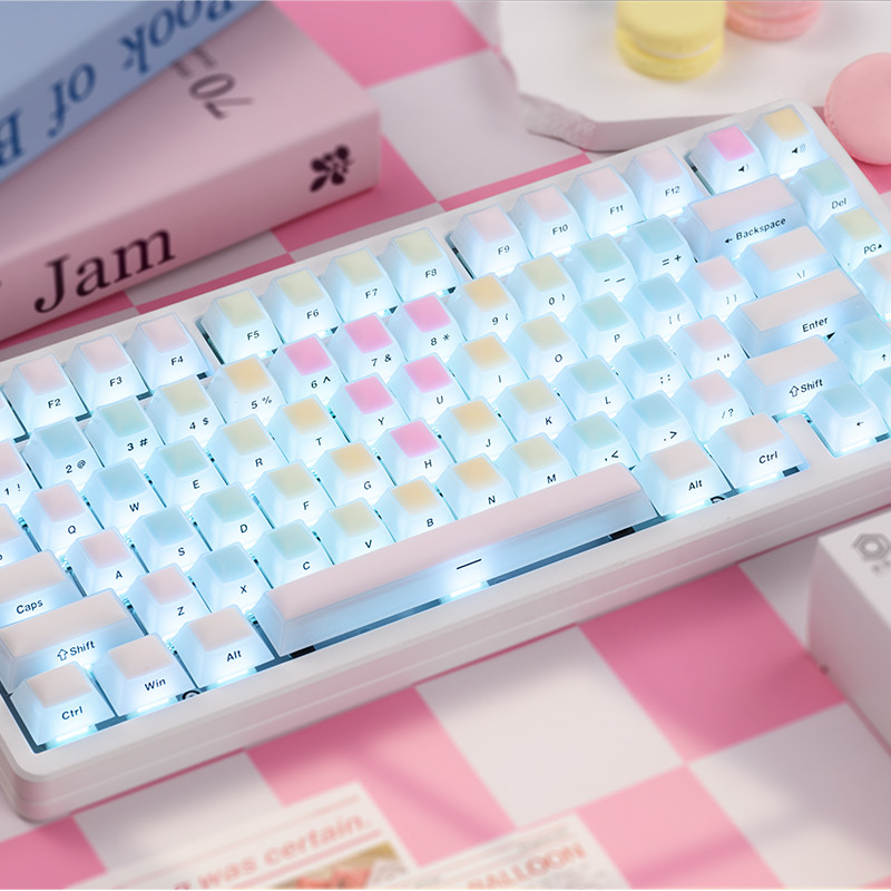 Rainbow Jellybeans keycaps Soft Silicone Gel keycaps Double shot custom keycaps ชุดสําหรับคีย์บอร์ดแบบกลไก