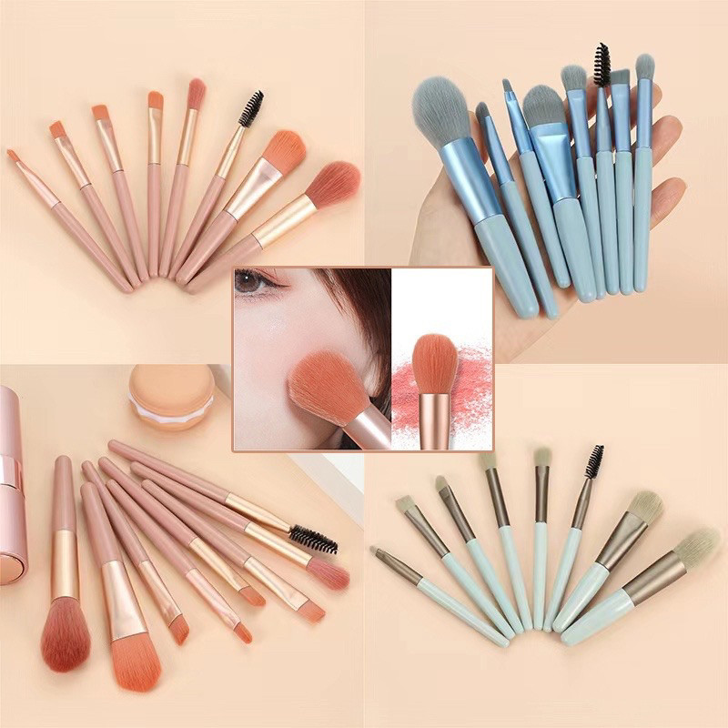 ชุดแปรงแต่งหน้ามืออาชีพ 8 ชิ้น เครื่องมือเครื่องสำอาง แป้ง อายแชโดว์ รองพื้น บลัช คอนซีลเลอร์ อุปกรณ